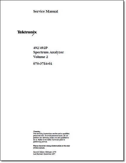 Tektronix 492 / 492P Service Manual Vol 2 - Click Image to Close